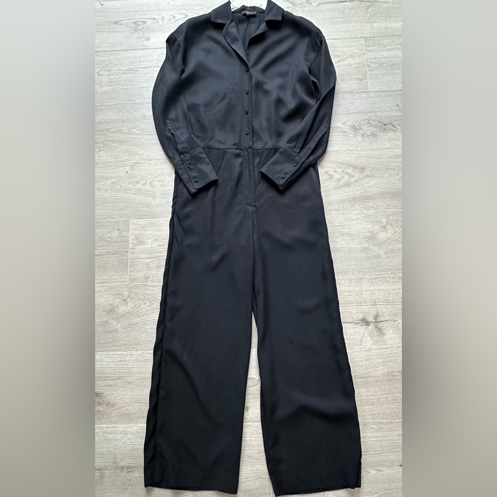COS Black Long-Sleeve Belted Jumpsuit